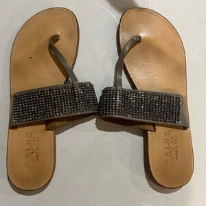 Bahia Women's Gray Crystal-Embellished Slide Sandals